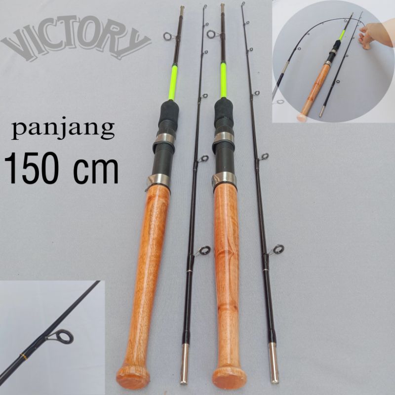 Joran Pancing Ikan Mas 150 Cm 165 cm Fiber Solid Gagang Kayu Mahlota Motip Terbaru Murah