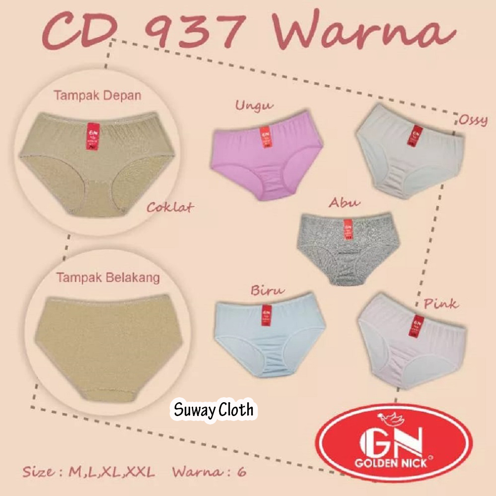 12Pcs Celana Dalam Wanita Golden Nick 937 Big Size Super Soft - CD Wanita Remaja GN 931 - Kancut 939