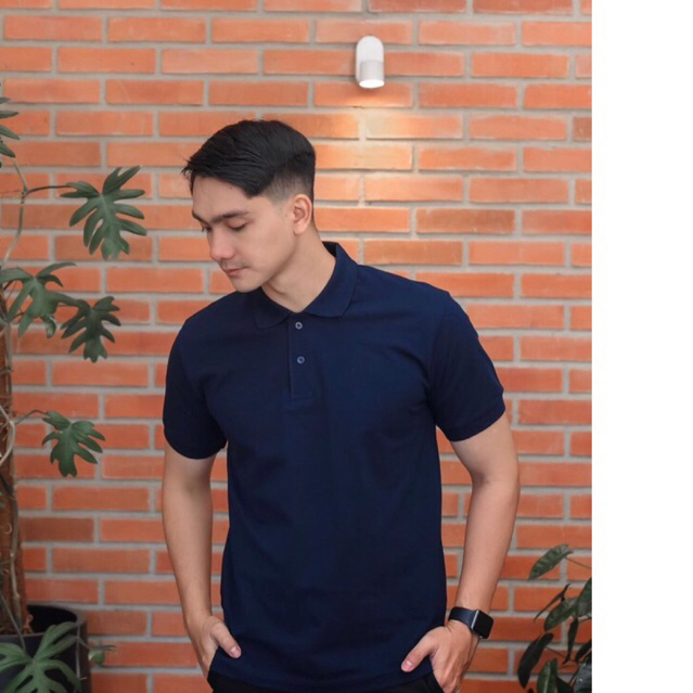 ALJOSA Polo Shirt Pria Navy Biru Dongker Polos