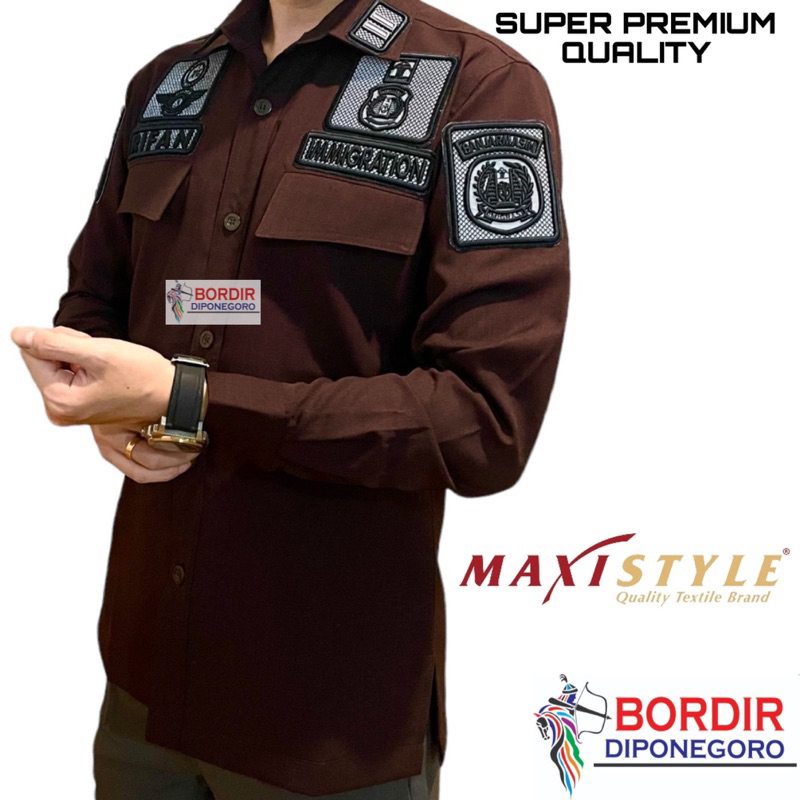 KEMEJA TACTICAL IMIGRASI | SERAGAM IMIGRASI TACTICAL WOOL PREMIUM KUMHAM MAROON SUPER ISTIMEWA | BAJ