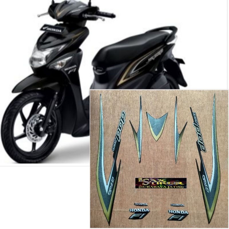 Striping Original Honda Beat Pop hitam Gold tahun 2015