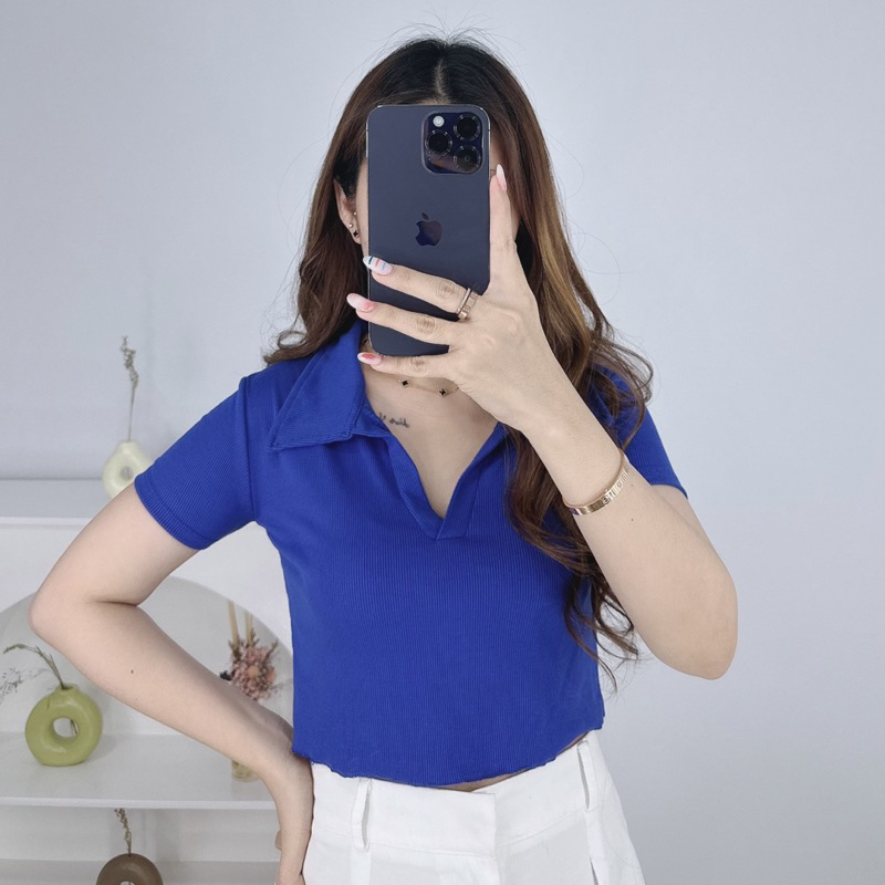 Keyla Collar rib crop top 5026| Crop top collar