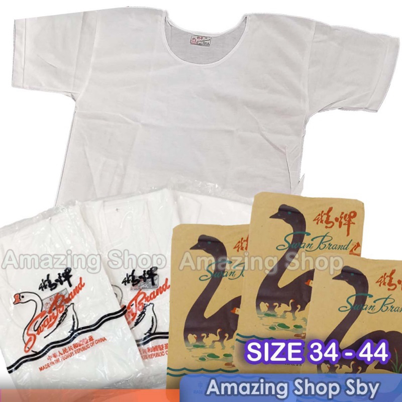 Kaos Oblong Pria Putih Polos Swan murah singlet jumbo angsa baju kaos oblong baju kaos betangan