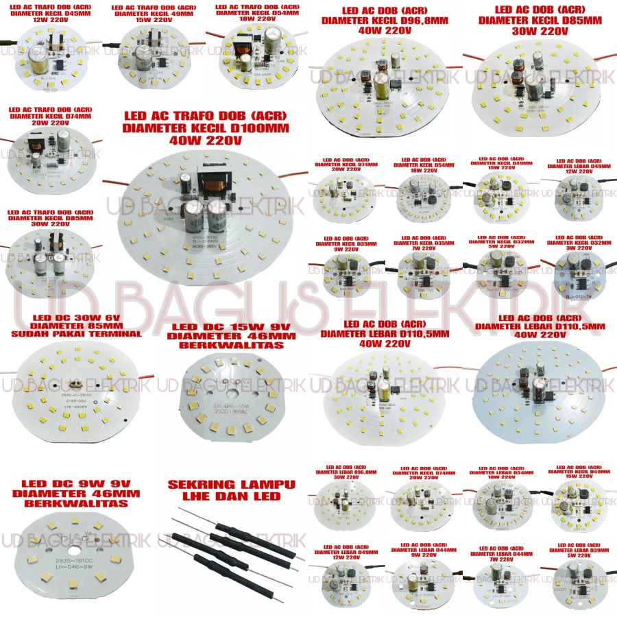 PCB LED AC ACR DAN PREMIUM 3W SD 60W LENGKAP - PCB LED DC - PCB LED TRAFO - LED AC EKONOMIS - LED AC