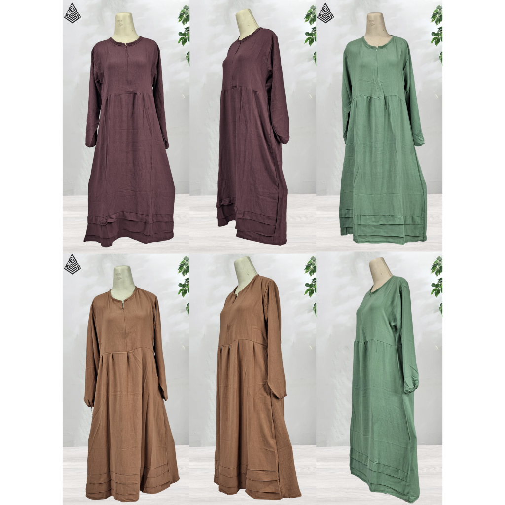(GROSIR) Gamis Basic / Gamis Plain Susun / Gamis CandaMaryam Dress Gamis Bahan Cey Crinkle Airflow P