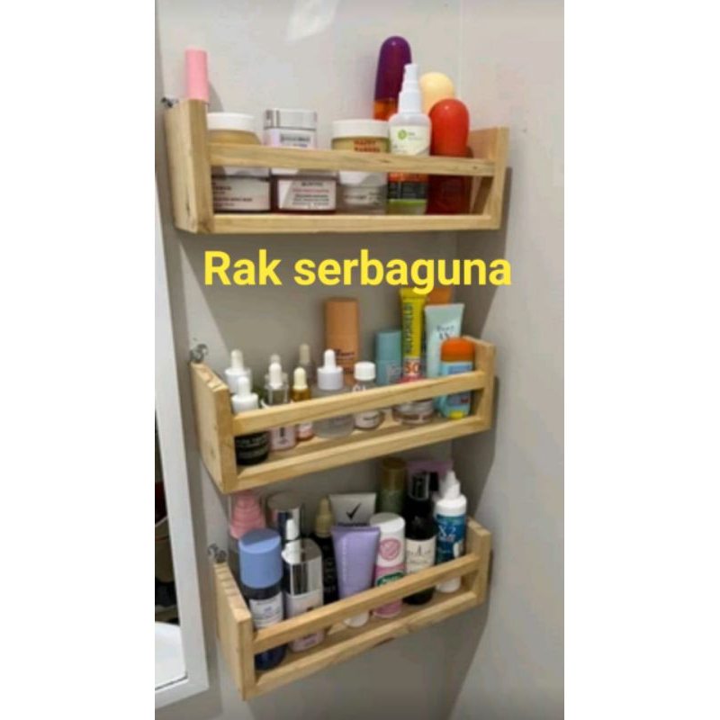 Rak Lemari Serbaguna tempel dinding tembok buku bumbu dapur make up minimalis viral
