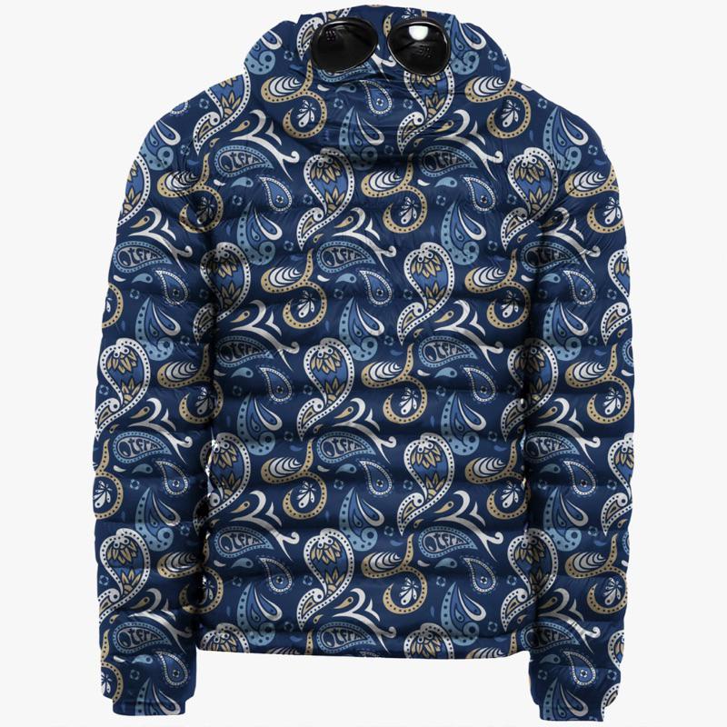 Puffer Paisley Goggle Jacket Navy