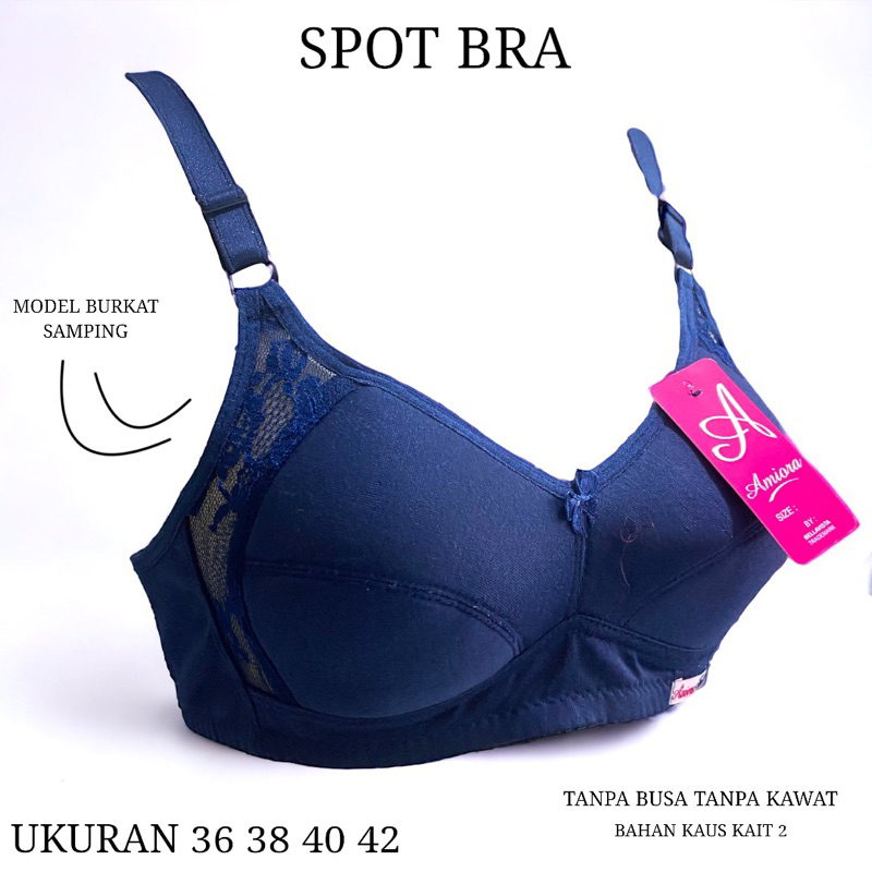 Spot Bra Wanita Bahan Kaus Burkat Samping Tanpa Kawat Tanpa Busa Kait 2