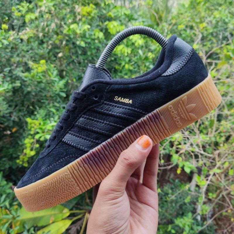 sepatu pria sneakers adidas samba rose core black sz 40 bekas orey
