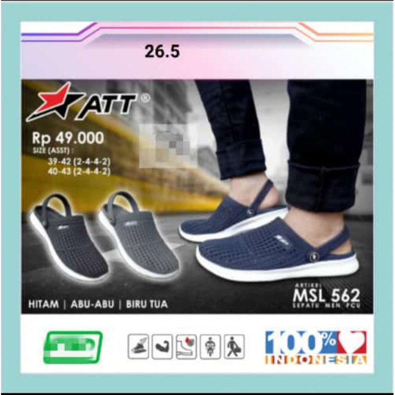 SEPATU SANDAL KARET SLOP ATT MSL 562 SIZE 40-43 100% ORIGINAL BY ATT