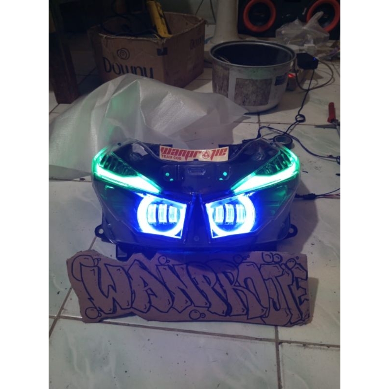 1 set reflektor lampu depan projie daymaker honda vario 125/150 led old  proji VARIO deymeker