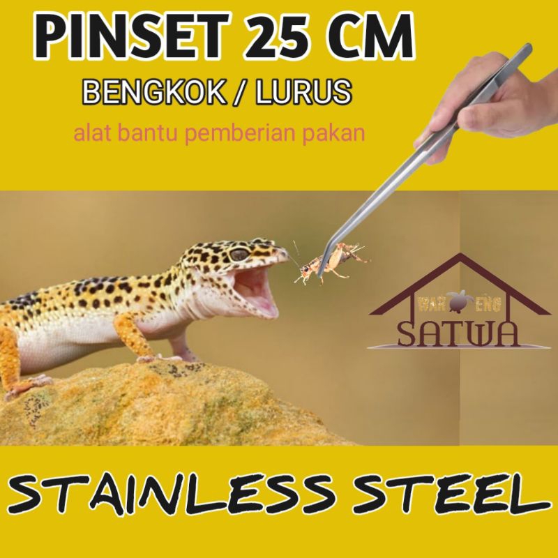 Pinset Stainless Steel 25cm Bengkok dan Lurus Pakan Reptil Alat Feeding Ular Gecko Kadal