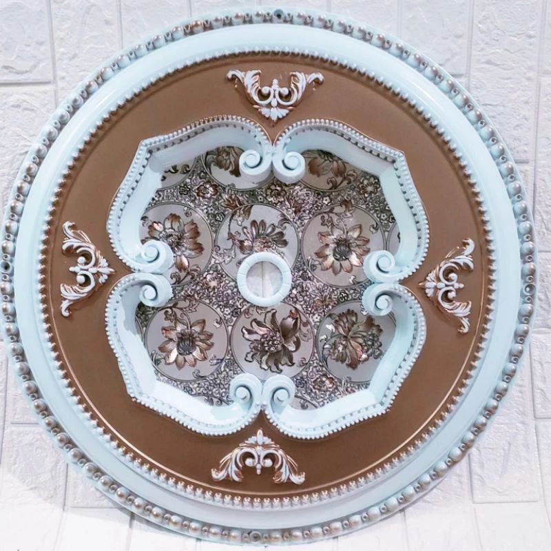Ornamen Lampu Ceiling Hiasan Plafon PVC 60 x 60 CM Bulat Coklat