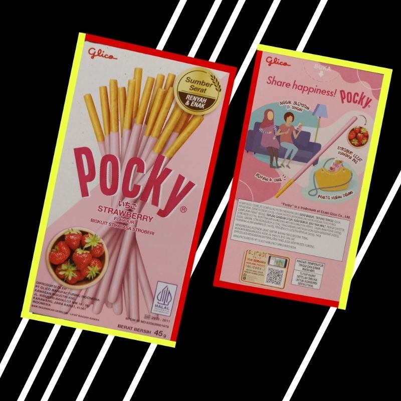 

'GLICO' POCKY Strawberry 45 Gram Biskuit Stik Rasa Strawberry