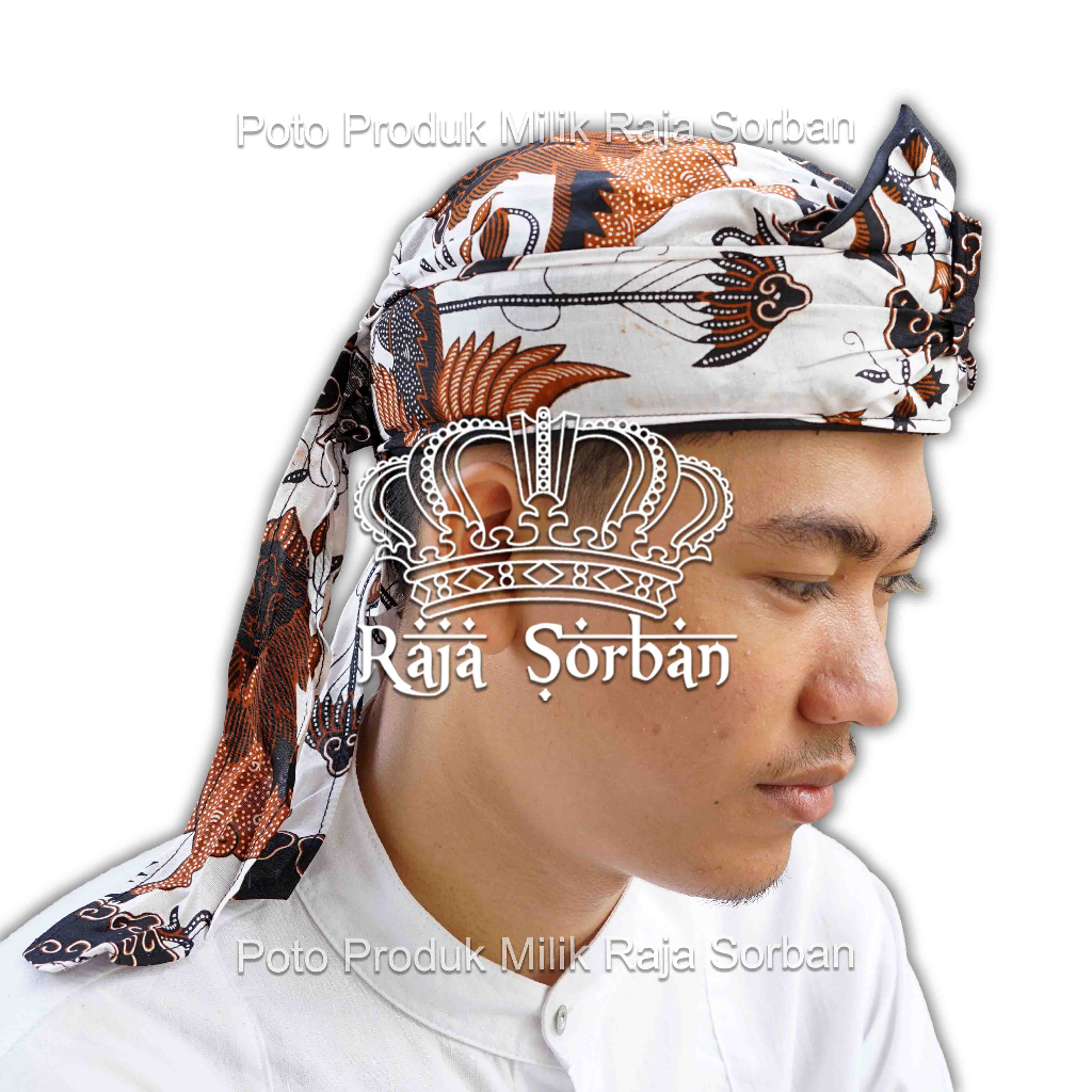 Iket Sunda Batik Mega Mendung Cirebon Putih - Blangkon Sunda Motif Batik Cirebon Iket Udeng Totopong