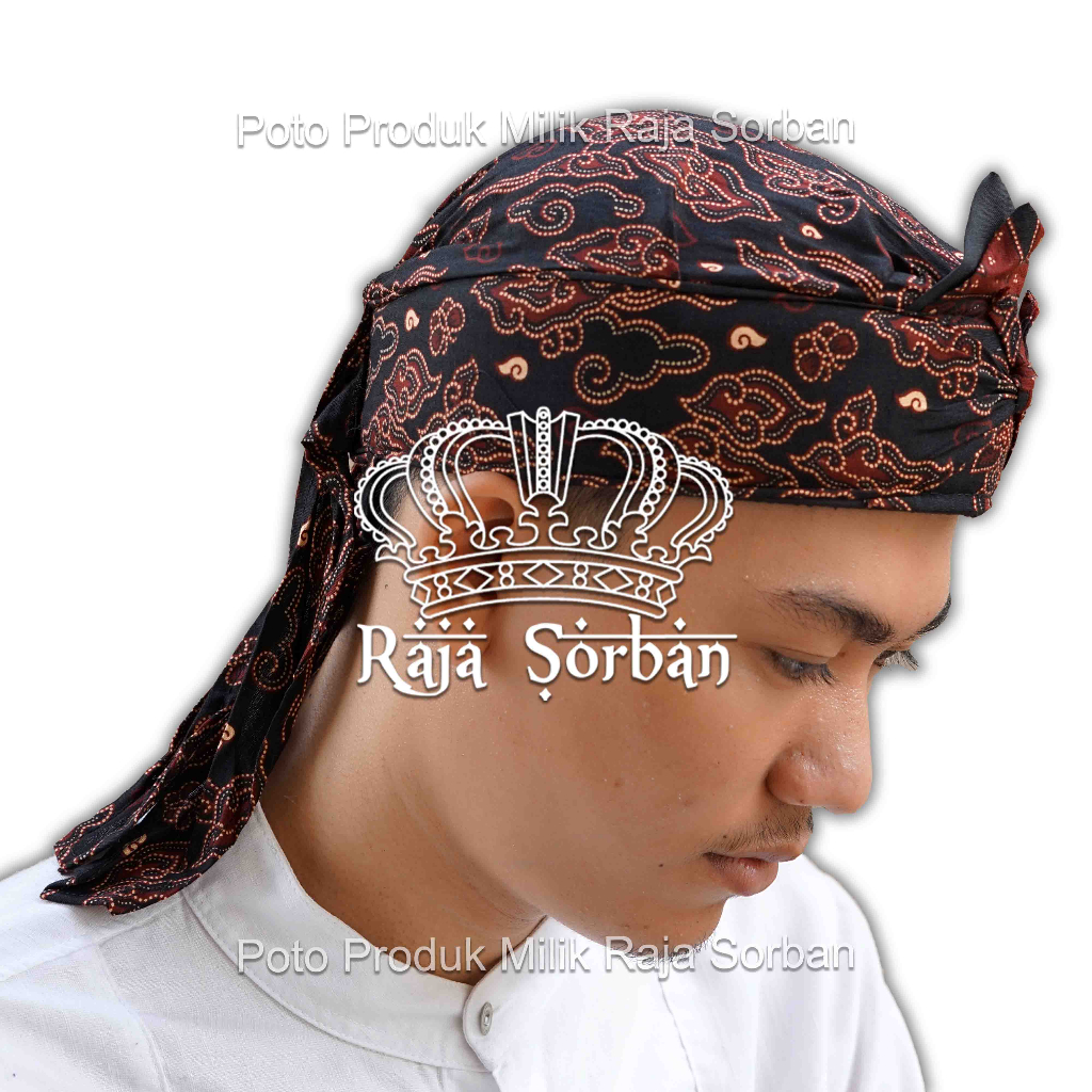 Iket Sunda Batik Mega Mendung Cirebon Coklat Tua - Blangkon Sunda Motif Batik Cirebon Iket Udeng Tot