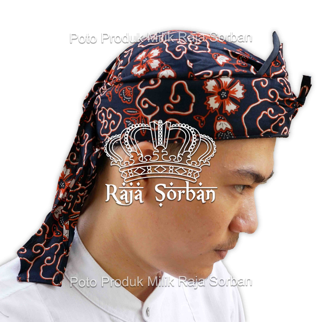 Iket Sunda Batik Mega Mendung Cirebon Putih - Blangkon Sunda Motif Batik Cirebon Iket Udeng Totopong
