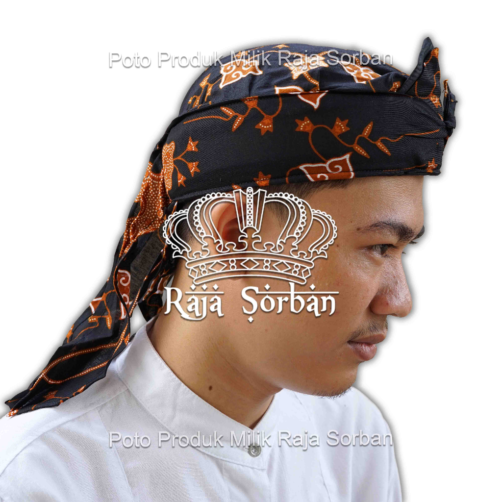 Iket Sunda Batik Mega Mendung Cirebon Kangkung Hitam - Blangkon Sunda Motif Batik Cirebon Iket Udeng