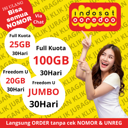 [LANGSUNG ORDER] PAKET DATA KUOTA INDOSAT SENSASI FULL  50GB 70GB  100GB 24 JAM 30 Hari Unlimited JU