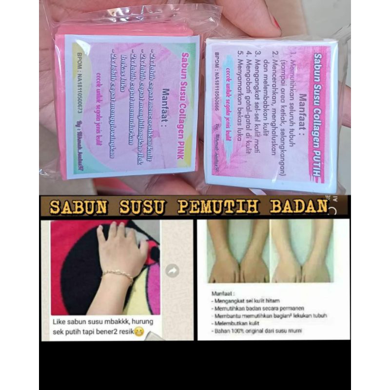 Sabun susu collagen/Tebal/ pemutih badan viral/Pencerah badan & wajah aman BPOM