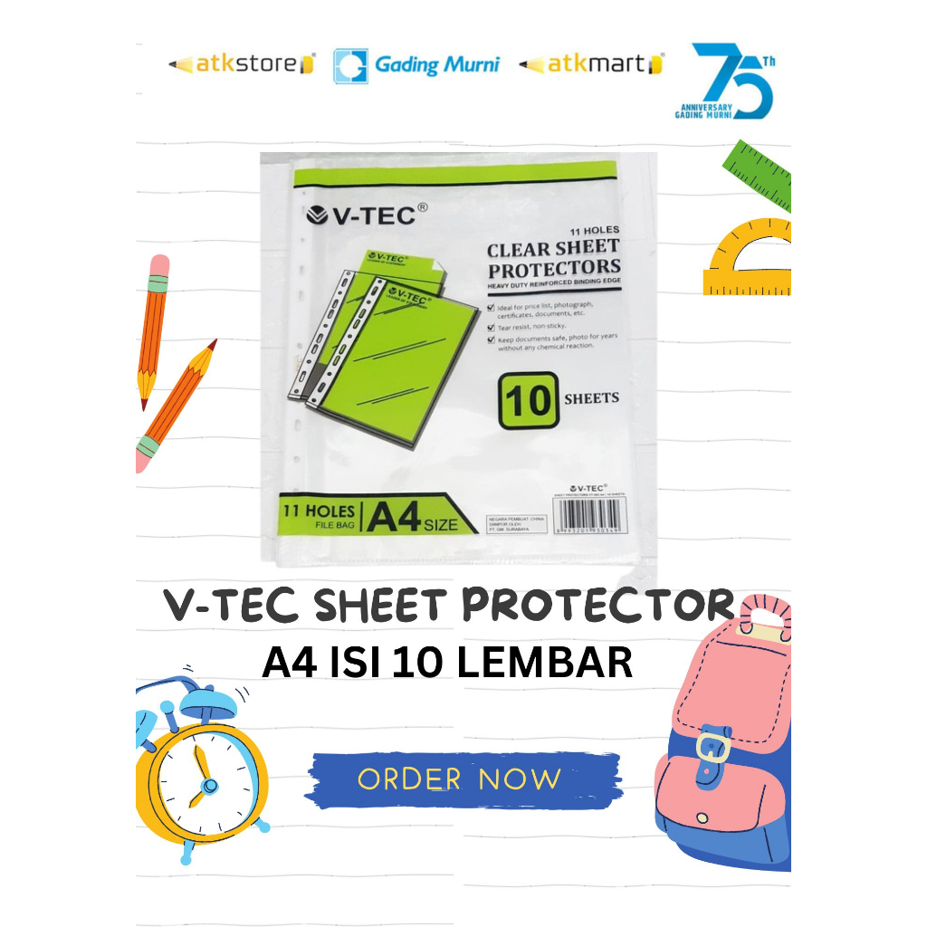 

V-tec Sheet Protector A4 F4/Folio Isi 10 Pcs
