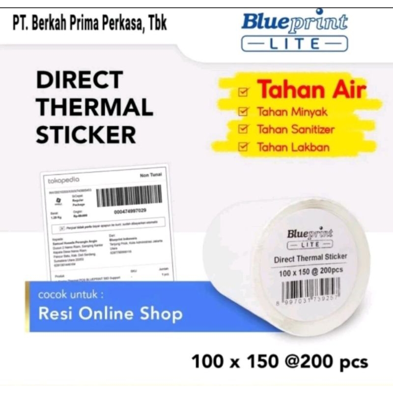 

Kertas Thermal Stiker Label Resi Blueprint Lite 100x150mm @ 200pcs