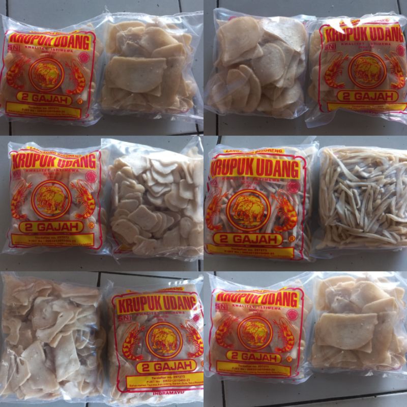 

kerupuk atau krupuk rasa udang, ikan, bawang, jengkol, cap 2 gajah @250g