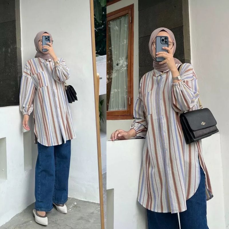 P-20 TUNIK LIDYA  tunik wanita salur model terbaru