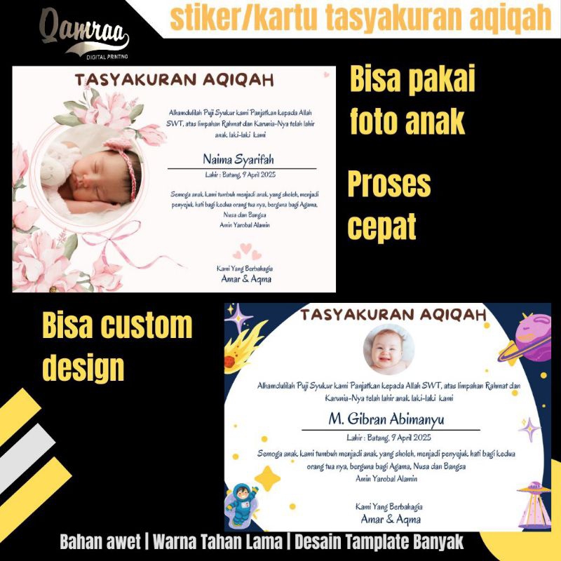 kartu aqiqah | label aqiqah | label tasyakuran aqiqah bayi | stiker aqiqah bayi dan stiker tasyakura