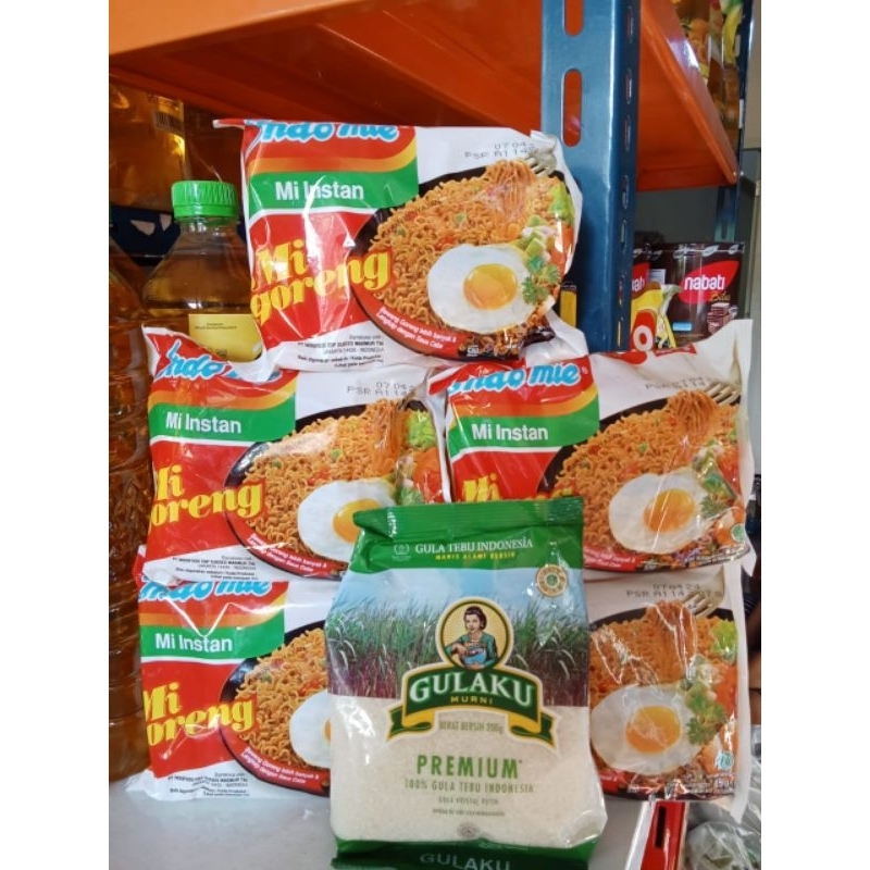 

paket bundling indomie goreng 5pc + gulaku 200gram