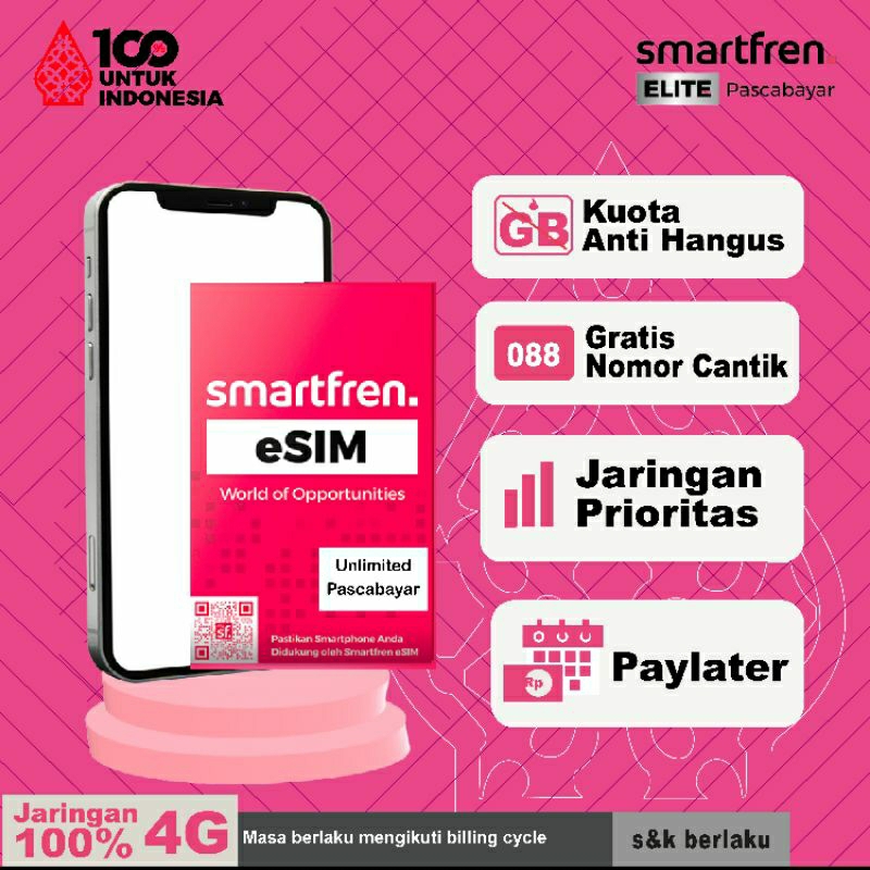 SMARTFREN ESIM BISA CUSTOM NOMOR | KARTU PERDANA SMARTFREN | PASCABAYAR | PRABAYAR | PAYLATER | PAKE