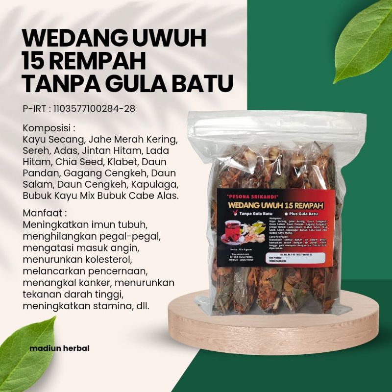 

1 Pack isi 10 Pcs Wedang Uwuh 15 Rempah Tanpa Gula Batu