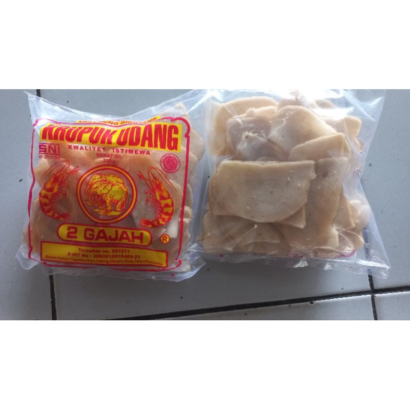 

kerupuk atau krupuk rasa udang besar cap 2 Gajah @250g