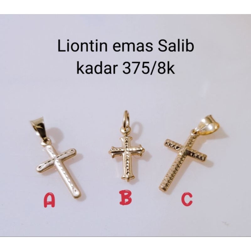 liontin emas salib kadar 375/8k