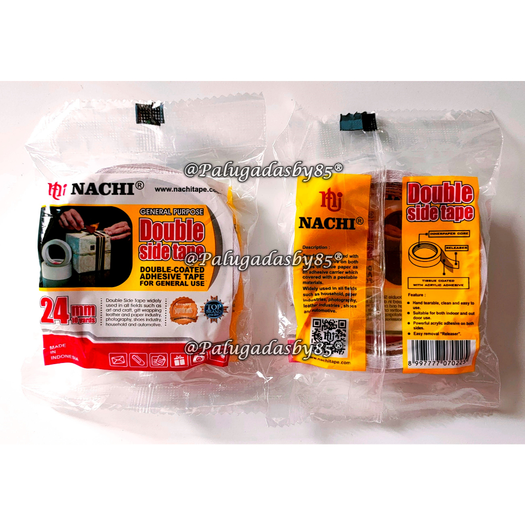 

(1 Biji) Double Tape Nachi 24 mm x 10 yard / Double Side Tape Nachi 1 Inch / Isolasi Nachi / Selotip Nachi