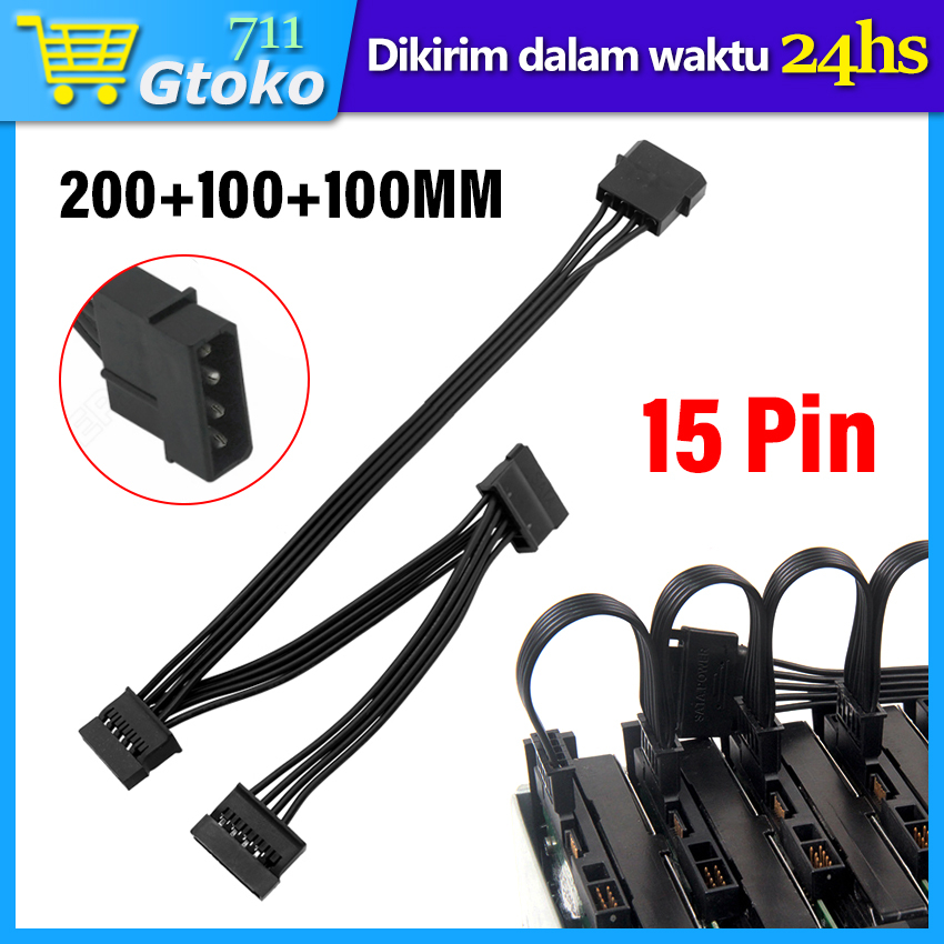 Kabel Sata Power 15Pin 1 To 3 Splitter Cabang SSD HDD Extension Cable 20+10+10CM