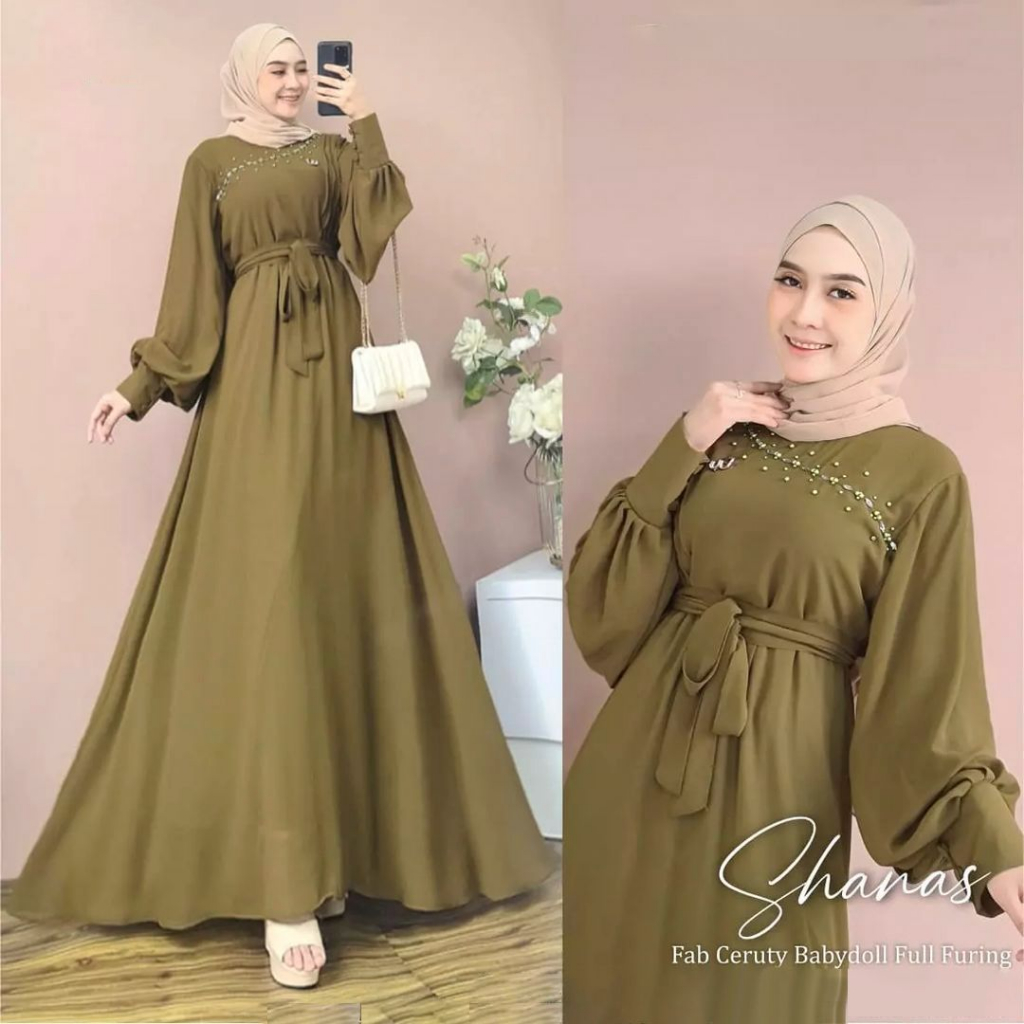 KALEAOUTFIT - LUNA DRESS  TANGAN BALON FREE BELT ORIGINAL - GAMIS JUMBO MURAH BAHAN CERUTI BABYDOLL PREMIUM - BAJU KONDANGAN REMAJA KEKINIAN - FASHION MUSLIM LIMITED EDITION - BISA COD