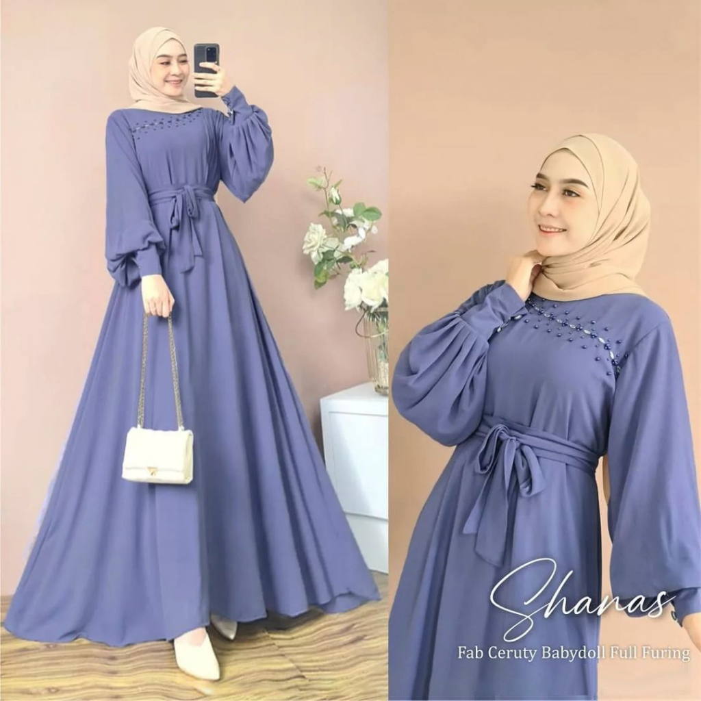 KALEAOUTFIT - LUNA DRESS  TANGAN BALON FREE BELT ORIGINAL - GAMIS JUMBO MURAH BAHAN CERUTI BABYDOLL PREMIUM - BAJU KONDANGAN REMAJA KEKINIAN - FASHION MUSLIM LIMITED EDITION - BISA COD