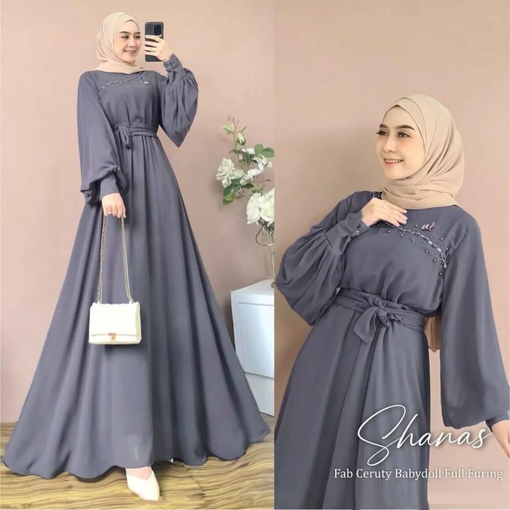 KALEAOUTFIT - LUNA DRESS  TANGAN BALON FREE BELT ORIGINAL - GAMIS JUMBO MURAH BAHAN CERUTI BABYDOLL PREMIUM - BAJU KONDANGAN REMAJA KEKINIAN - FASHION MUSLIM LIMITED EDITION - BISA COD