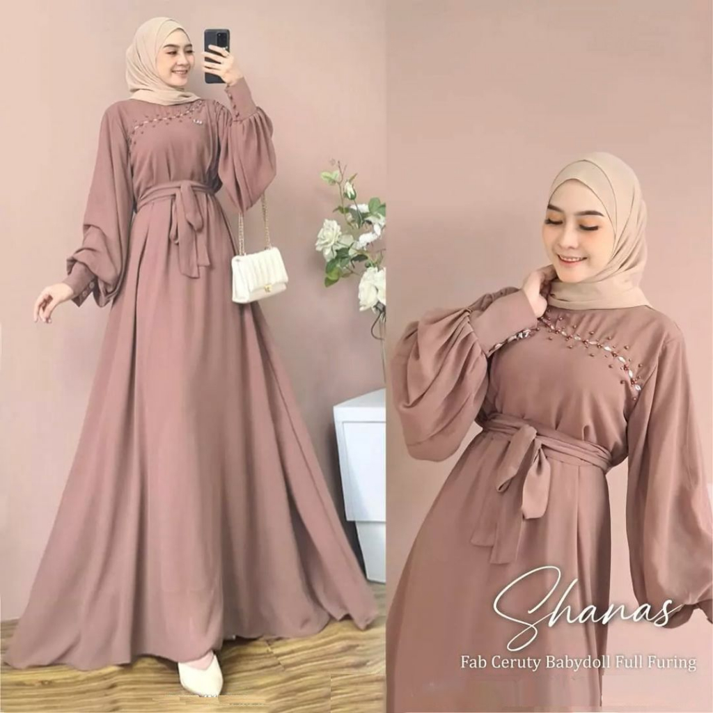 KALEAOUTFIT - LUNA DRESS  TANGAN BALON FREE BELT ORIGINAL - GAMIS JUMBO MURAH BAHAN CERUTI BABYDOLL PREMIUM - BAJU KONDANGAN REMAJA KEKINIAN - FASHION MUSLIM LIMITED EDITION - BISA COD