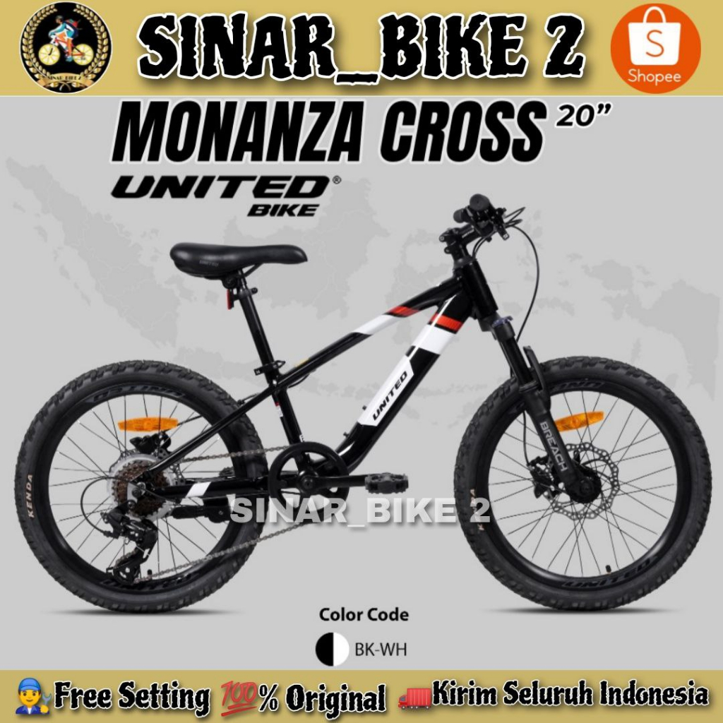 Sepeda Gunung MTB UNITED MONANZA CROSS 20 Inch 8 Speed Anak Remaja