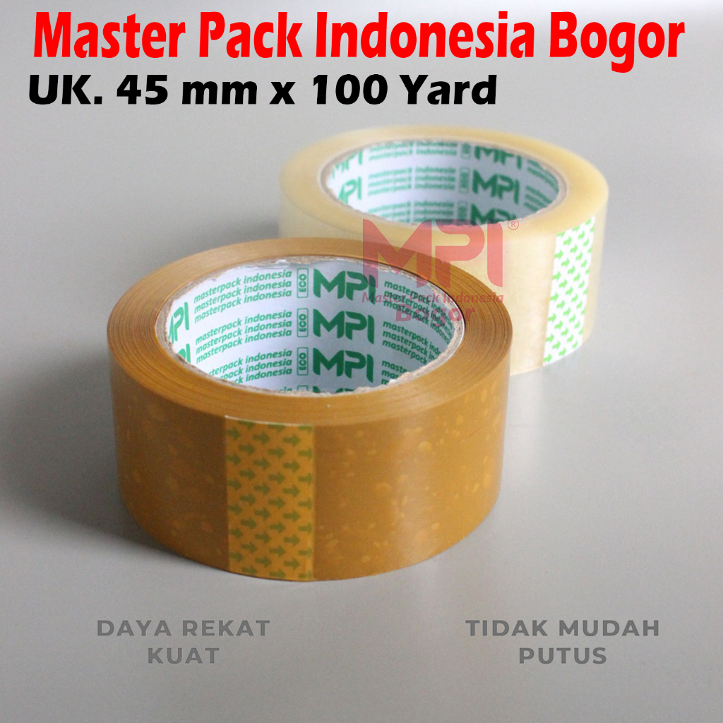 

Lakban Coklat - Lakban Bening Ekonomis 45 mm x 100 Yard - Master Pack Indonesia