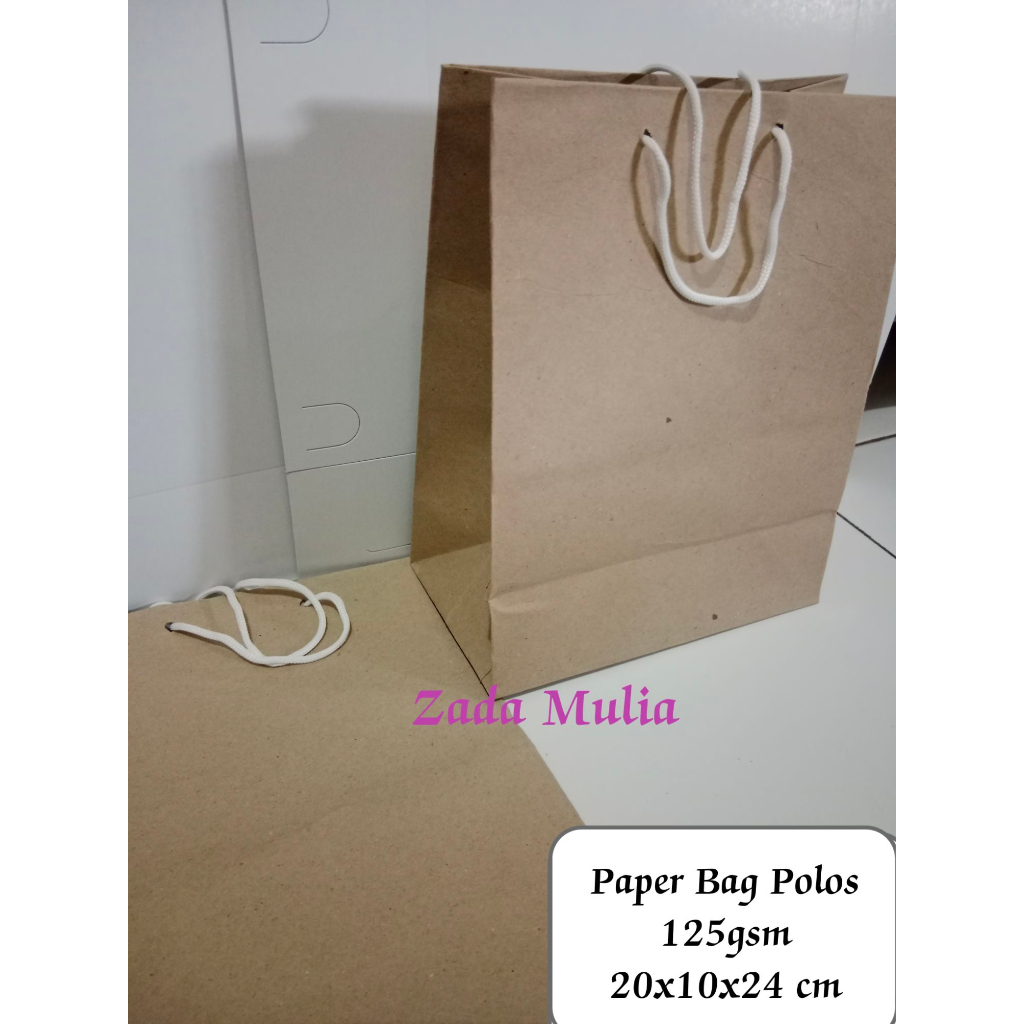 

12 Pcs Tas Kertas polos ukuran 20x25x10 cm, paper bag kado hajatan souvenir