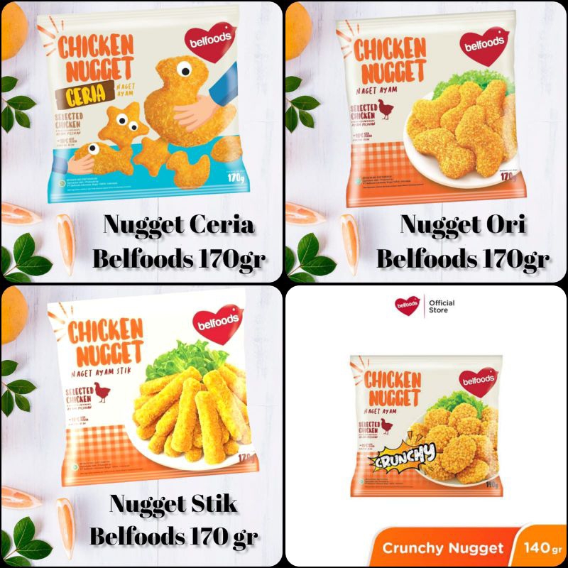 

belfoods nugget single pack 170gr (ceria, ori, stik, crunchy)