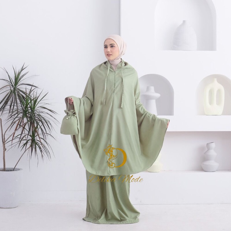 mukena travel greentea mukena travelling green tea preloved NEW