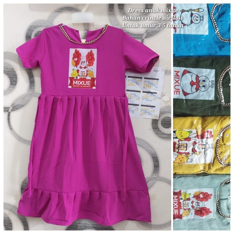 Dress anak mixue usia 3-5 tahun daster anak cewek baju tidur anak kecil perempuan terlaris murah