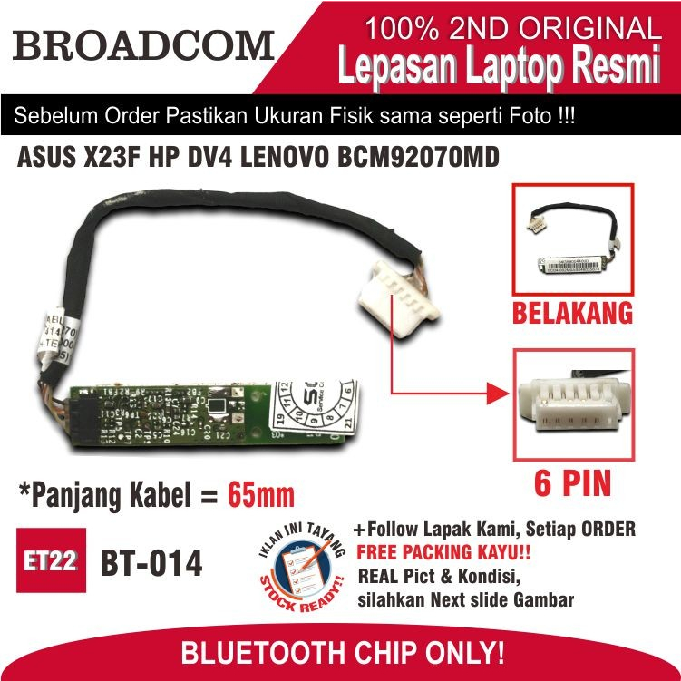 ET22 BT-014 Bluetooth Chip Laptop ASUS X23F HP DV4 LENOVO BCM92070MD