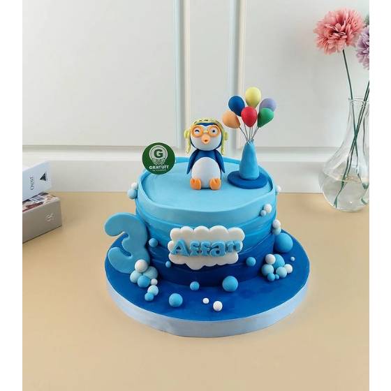 

CAKE TEMA PORORO UK 15CM / KUE ULANG TAHUN