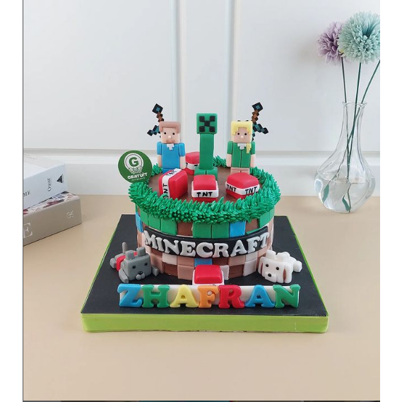 

CAKE TEMA MINECRAFT UK 15CM / KUE ULANG TAHUN CUSTOME