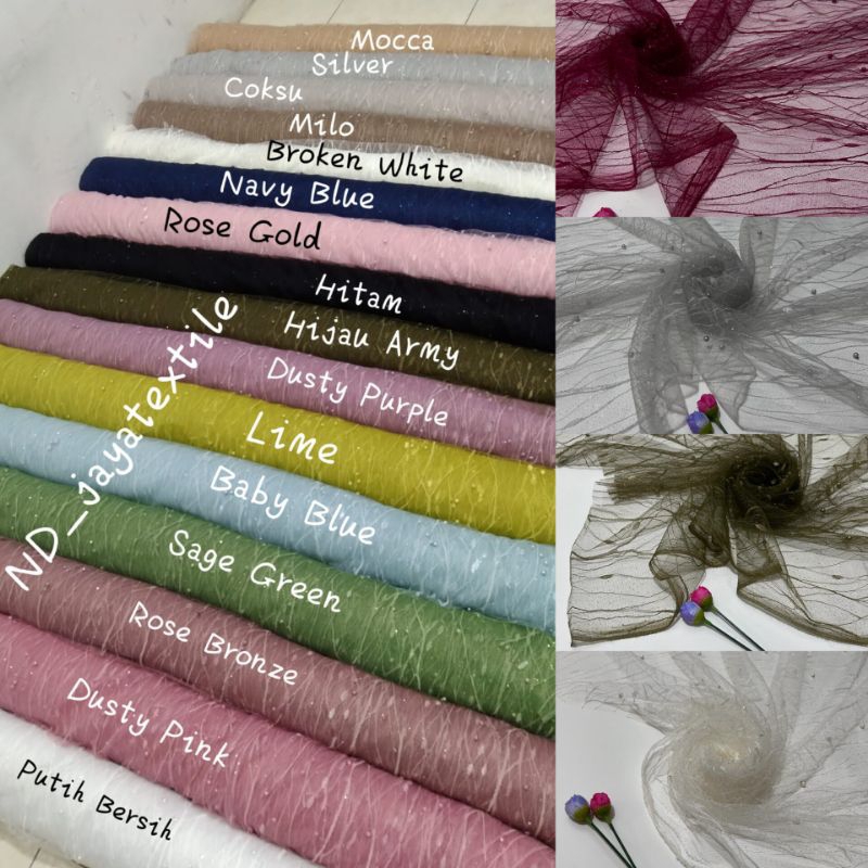 Kain Tile Akar Mutiara/Tile Akar/Tile Payet/Sorousky/Bahan Kebaya/Brokat